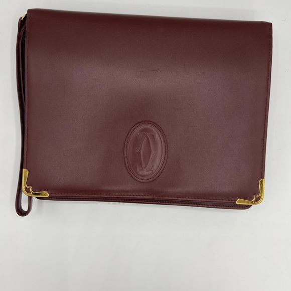 Cartier Bordeaux Leather Clutch Wristlet - Picture 2 of 11